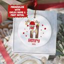  Personalized Rudolph Initial and Name Christmas Ornament; Custom Kid's Initial in Rudolph Shape; Ornament for Boy or Girl; Gift Box Included