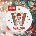  Personalized Rudolph Initial and Name Christmas Ornament; Custom Kid's Initial in Rudolph Shape; Ornament for Boy or Girl; Gift Box Included