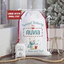 Extra Large Personalized Baby Animal Christmas Gift Bag with Child’s Name and Custom Signature, Deer, Polar Bear, Dolphin, Owl or Highland Cow