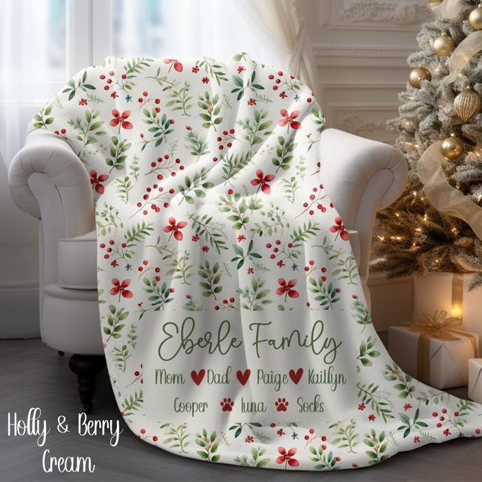 Personalized Christmas Family Blanket | Include Family and Pet Names