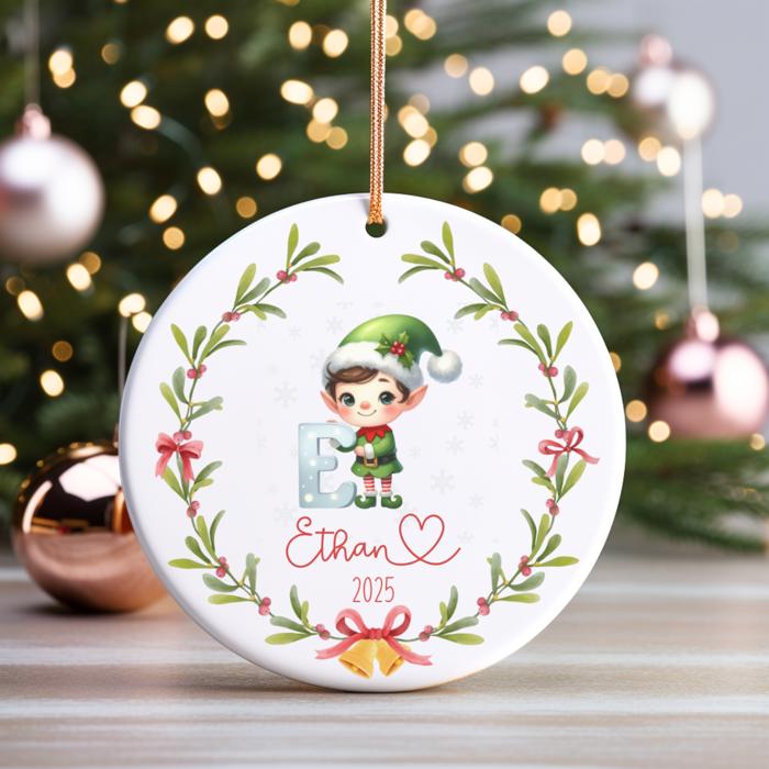 Child's Initial and Name Personalized Christmas Ornament | 2025 Keepsake