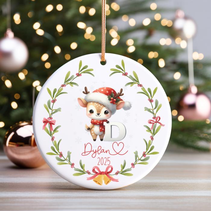 Child's Initial and Name Personalized Christmas Ornament | 2025 Keepsake