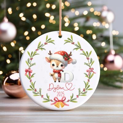 Child's Initial and Name Personalized Christmas Ornament | 2025 Keepsake