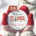  World’s Best Teacher Personalized Christmas Ornament | Custom Teacher Gift with Teacher's Name and Signed by Student| 4 Design Options