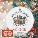  World’s Best Teacher Personalized Christmas Ornament | Custom Teacher Gift with Teacher's Name and Signed by Student| 4 Design Options