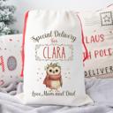 Personalized Baby Animal Christmas Gift Bag with Child’s Name and Custom Signature, Deer, Polar Bear, Dolphin, Owl or Highland Cow