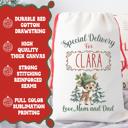  Personalized Baby Animal Christmas Gift Bag with Child’s Name and Custom Signature, Deer, Polar Bear, Dolphin, Owl or Highland Cow