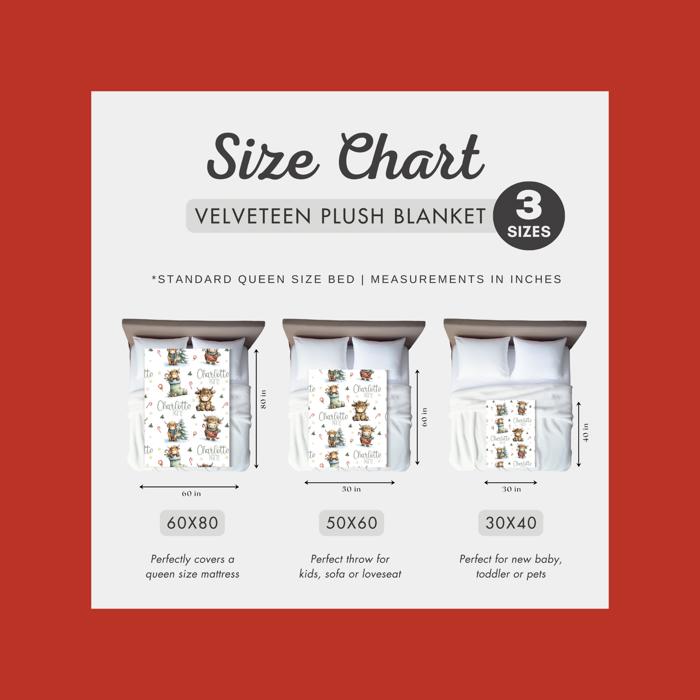 Highland Cow Personalized Christmas Blanket | Custom Kids Holiday Throw 30"x40"