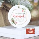  First Christmas Engaged Personalized Ornament 2025 – Custom Couple Names with Heart, Engagement Gift, Keepsake Holiday Decoration
