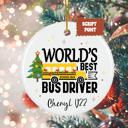  World’s Best Bus Driver Personalized Christmas Ornament | Custom Holiday Gift with for Bus Driver with Name & Bus Number | Signed by Student