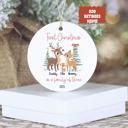  Family of Three Personalized Ornament | First Christmas Custom Deer Family Ornament with Names | Gift Box Included