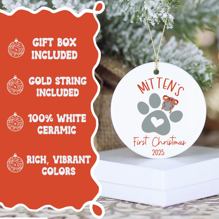 Dog or Cat Personalized First Christmas Ornament 2025