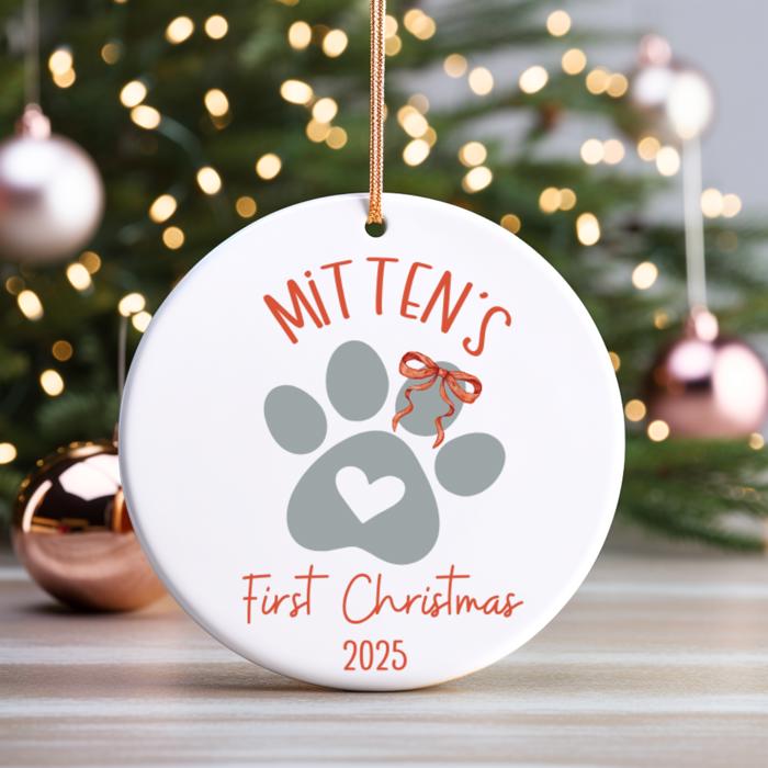 Dog or Cat Personalized First Christmas Ornament 2025