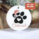 Black Dog or Cat Christmas Ornament; Personalized with Pet's Name; Green, Gray, Black or Brown Paw; Santa Hat, Bow, or Christmas Lights Accents