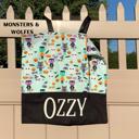 Green Personalized Large Glow-in-the-Dark Trick-or-Treat Bag with Drawstring - Handmade Halloween Custom Tote for Kids; Name Glows in the Dark Bag