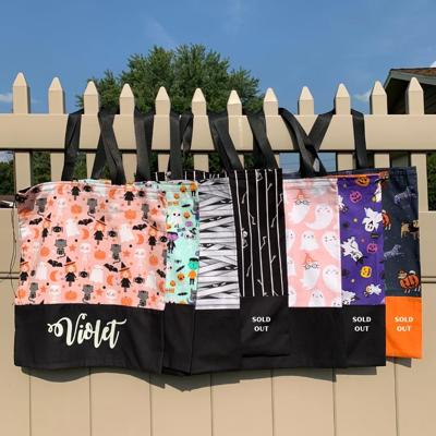 Personalized Large Glow-in-the-Dark Trick-or-Treat Bag with Drawstring - Handmade Halloween Custom Tote for Kids; Name Glows in the Dark Bag
