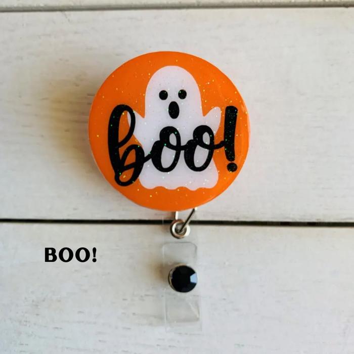 Fall Badge Reels; Pilgrim, Pumpkin & Sunflower, Jack-O-Lantern, Mummy, Boo!, Crazy Turkey, Pumpkin Spice, Cat Witch; Halloween Badge Reel