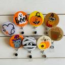  Fall Badge Reels; Pilgrim, Pumpkin & Sunflower, Jack-O-Lantern, Mummy, Boo!, Crazy Turkey, Pumpkin Spice, Cat Witch; Halloween Badge Reel
