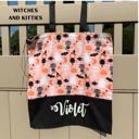 Gray Personalized Large Glow-in-the-Dark Trick-or-Treat Bag with Drawstring - Handmade Halloween Custom Tote for Kids; Name Glows in the Dark Bag
