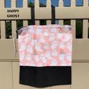 Pink Personalized Large Glow-in-the-Dark Trick-or-Treat Bag with Drawstring - Handmade Halloween Custom Tote for Kids; Name Glows in the Dark Bag