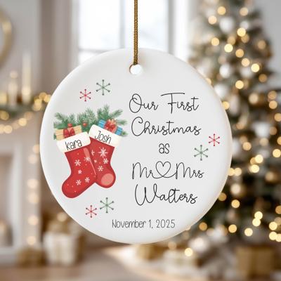Personalized “First Christmas as Mr & Mrs” Ornament | Custom Wedding Ornament | Newlywed Gift | Includes Couple’s Names and Wedding Date