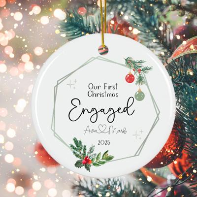 Personalized Couple's Ornament | Our First Christmas Married, Engaged, or Together | Couple’s Names Joined by a Heart