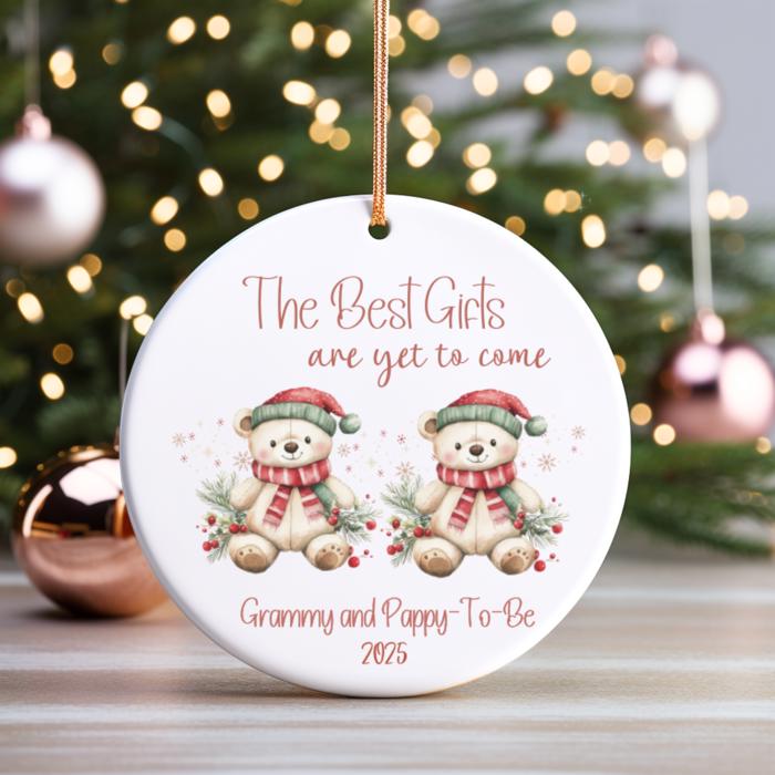 Personalized Grandparents-to-Be Christmas Ornament | Pregnancy Announcement Ornament | Baby Reveal Gift | Twin Options Available