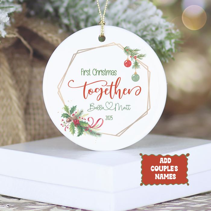First Christmas Together Personalized Ornament 2025 | Gift with Couples Names | Gift Box Included