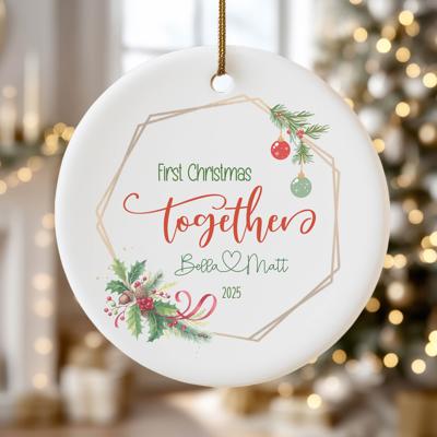 First Christmas Together Personalized Ornament 2025 | Gift with Couples Names | Gift Box Included