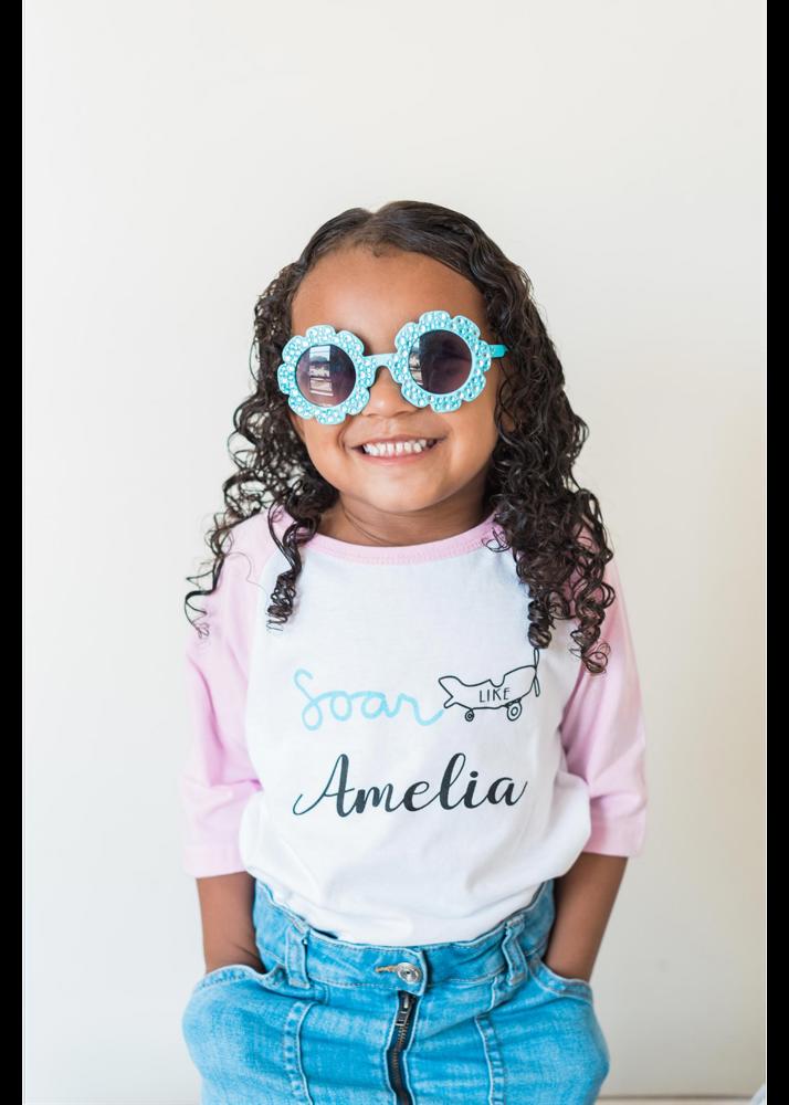 Soar Like Amelia Baseball Tee; Girl Pilot Inspired T-shirt;  Youth Amelia graphic tee