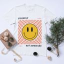  Friendly But Awkward Shirt; Smiley Face Graphic T-shirt; Funny and Friendly Tee; Tween Girl Popular graphic T-shirt; Teen Girl Apparel Gift