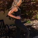 Small Black Ribbed Stella Fit and Flare Ribbed Leggings-Jr Sizing