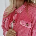 S-M Cali Cropped Waffle Raw Hem Shacket