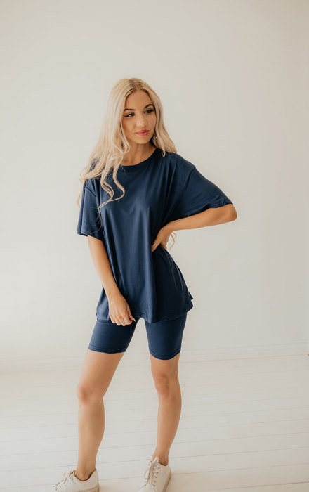 Solid Tee and Biker Short Set