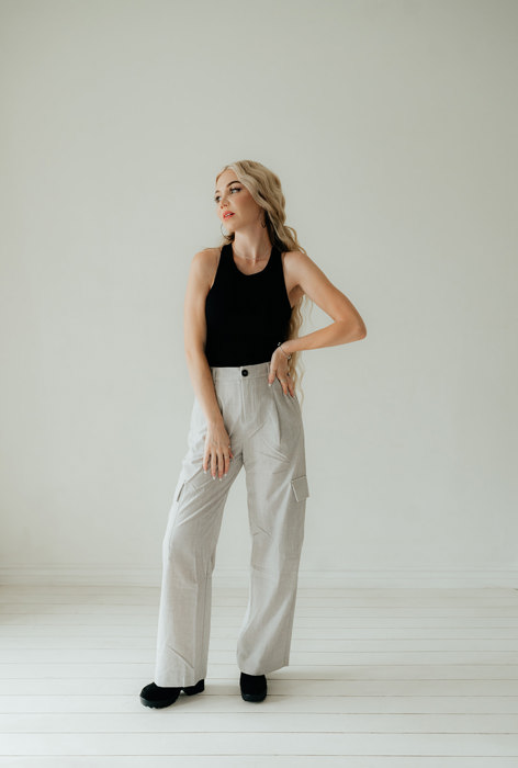 Heather Woven Cargo Trousers