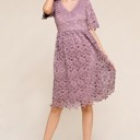  Joy V-Neck Lavender Eye-let Lace Dress; Teen Easter Dress