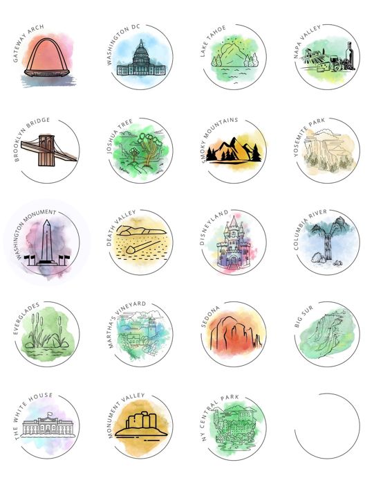 US Travel Poster Bucket List; Traveler Bullet Journal; US Family Travels Wall Decor; Gift of Experience Travel Poster with Stickers