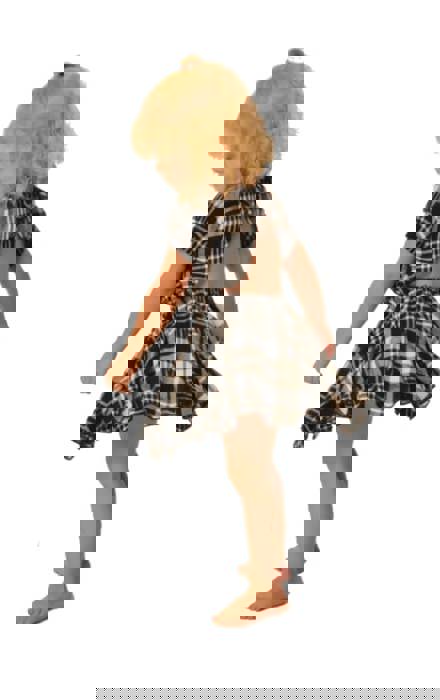 Toddler Girls’ Black and White Plaid Dress – Open Back Twirl Dress