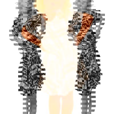 Toddler Girls’ Black and White Plaid Dress – Open Back Twirl Dress