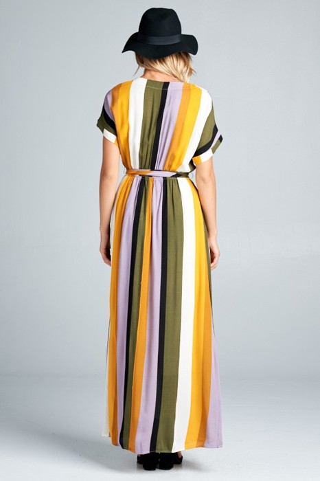 Phillis Striped Full Length Waist Tie Dress