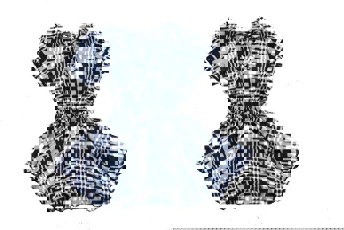 Toddler Girls’ Black and White Plaid Dress – Open Back Twirl Dress