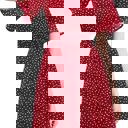  Women’s Red Polka Dot Midi Dress – V-Neck Short Sleeve Summer Dress, Flowy Casual A-Line Dress for Beach, Vacation & Everyday Wea