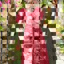  Women’s Red Polka Dot Midi Dress – V-Neck Short Sleeve Summer Dress, Flowy Casual A-Line Dress for Beach, Vacation & Everyday Wea