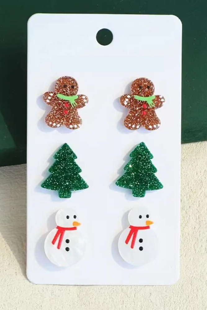 DaniEmCo Christmas Earrings | 3 Pair Set | Stocking Stuffer | Holiday Gift