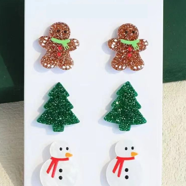 DaniEmCo Christmas Earrings | 3 Pair Set | Stocking Stuffer | Holiday Gift