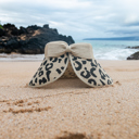 Natural DaniEmCo Leopard Bow Visor |  Roll Up Travel Design | Easy Travels Sun Shade | Summer Vacation Accessory