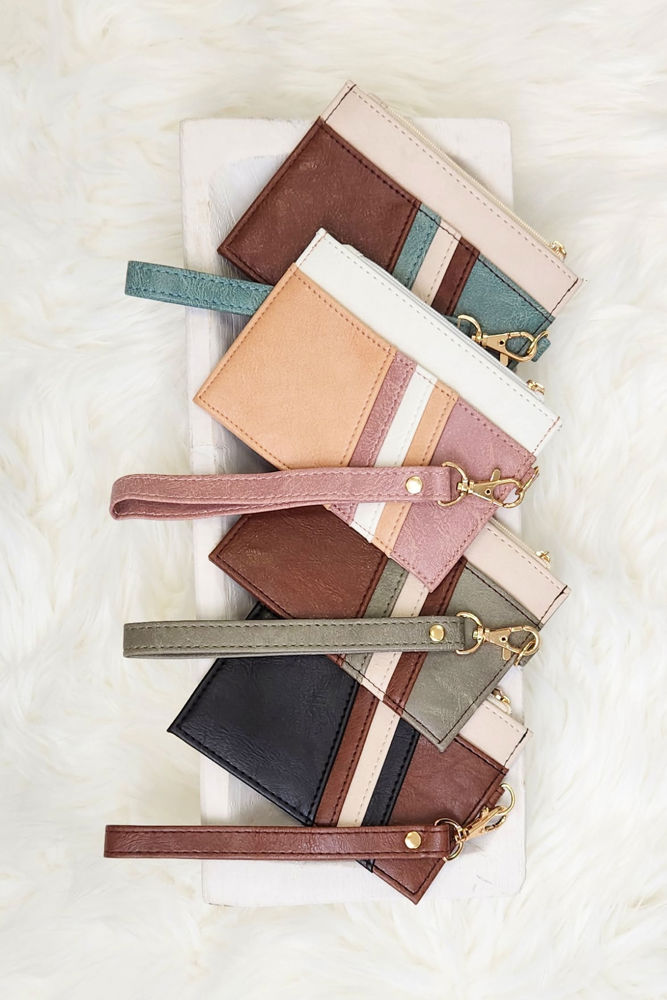 DaniEmCo TRIPLE TONE CC WALLET | Vegan Leather | Wristlet Strap |Credit Card Boutique Wallets 