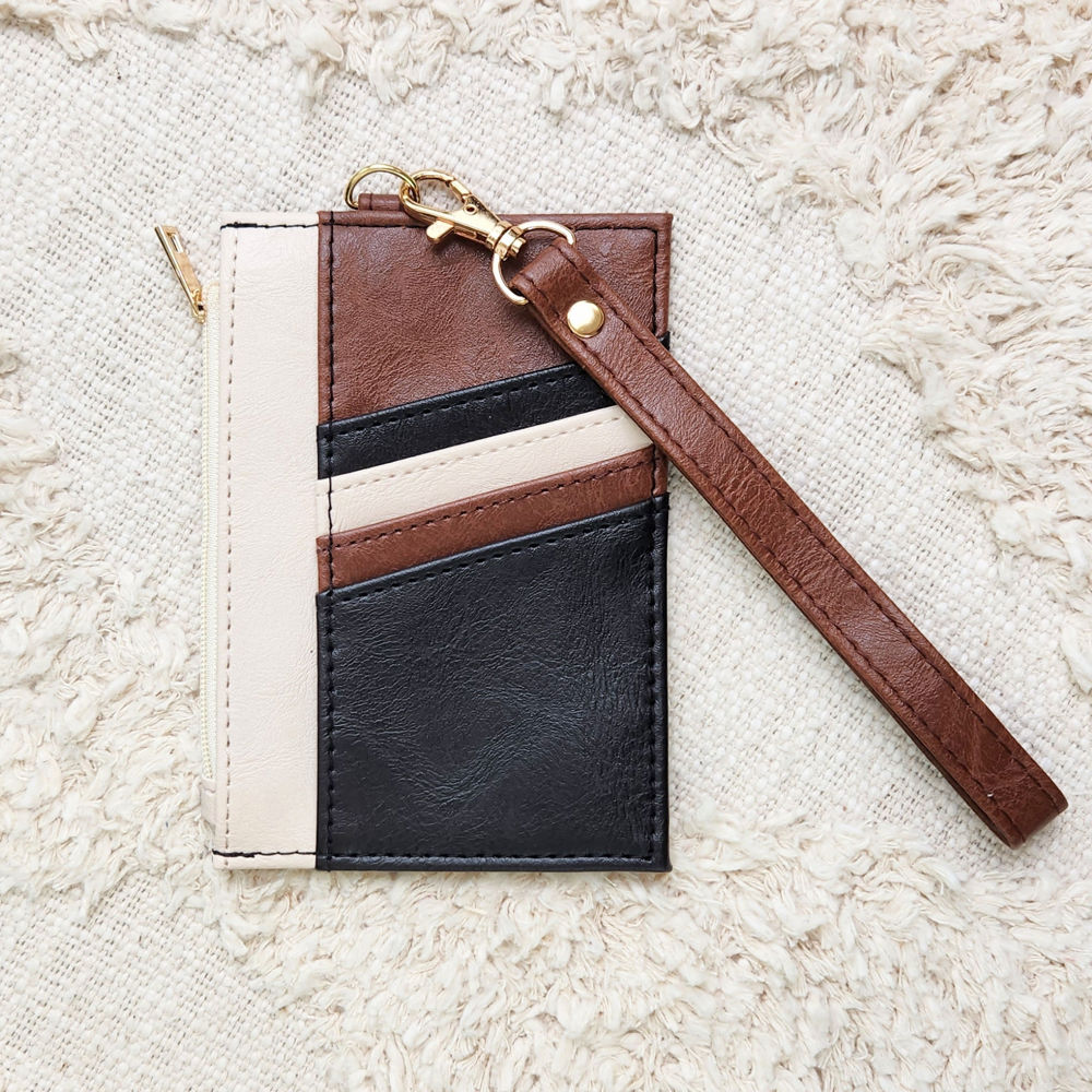 DaniEmCo TRIPLE TONE CC WALLET | Vegan Leather | Wristlet Strap |Credit Card Boutique Wallets 