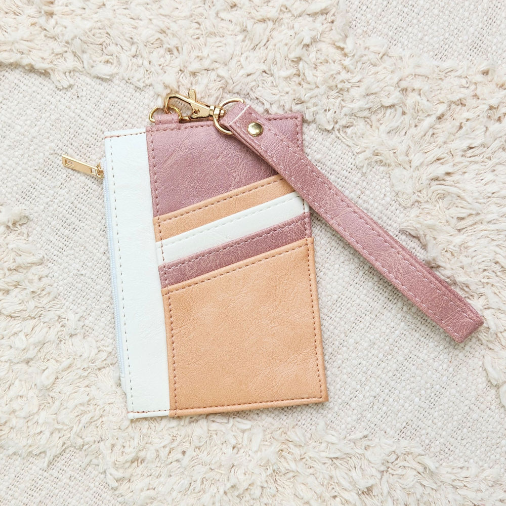 DaniEmCo TRIPLE TONE CC WALLET | Vegan Leather | Wristlet Strap |Credit Card Boutique Wallets 