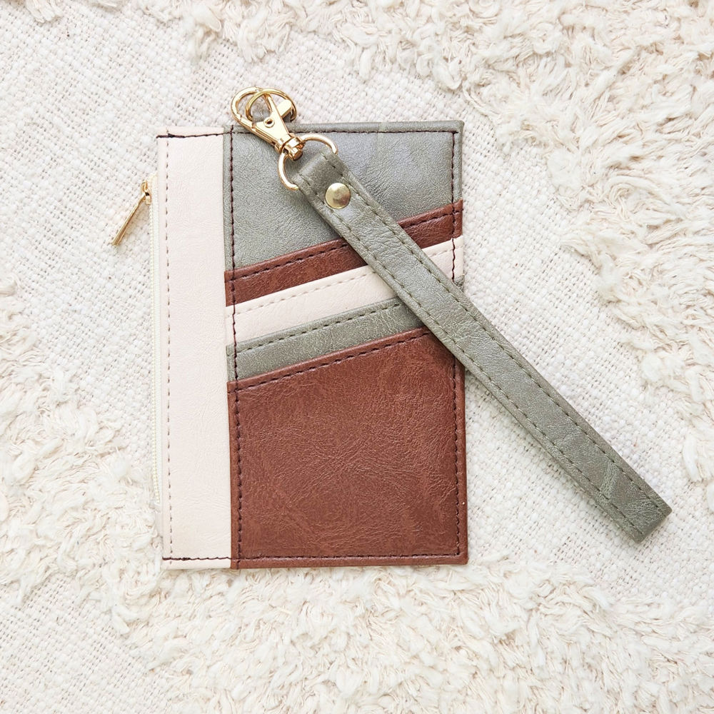 DaniEmCo TRIPLE TONE CC WALLET | Vegan Leather | Wristlet Strap |Credit Card Boutique Wallets 